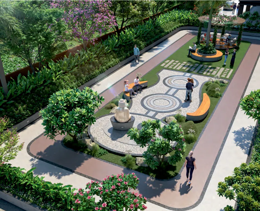 Zen garden with acupressure pathway